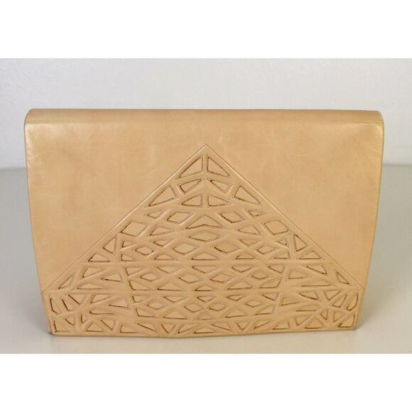 VTG ANDREA PFISTER ITALY CREAM BLUSH GENUINE LEATHER SHOULDER BAG XBODY PURSE - Picture 4 of 12